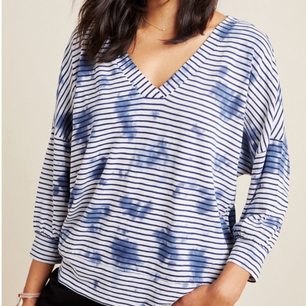 Anthropologie Saturday Sunday Tie Dye Striped Top